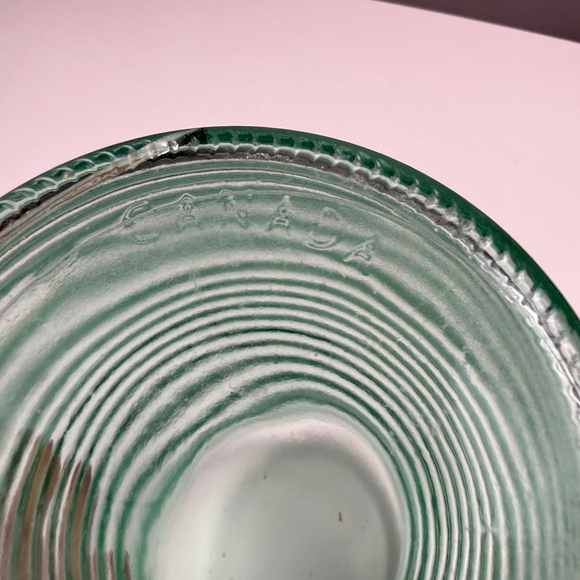 Unbranded Green Glass Ribbed Jar with lid made in Canada - Picture 10 of 12